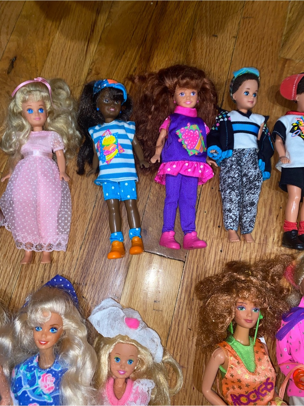 5 Barbie Kids Lot with Pink, Purple, Blue and Orange Clothing